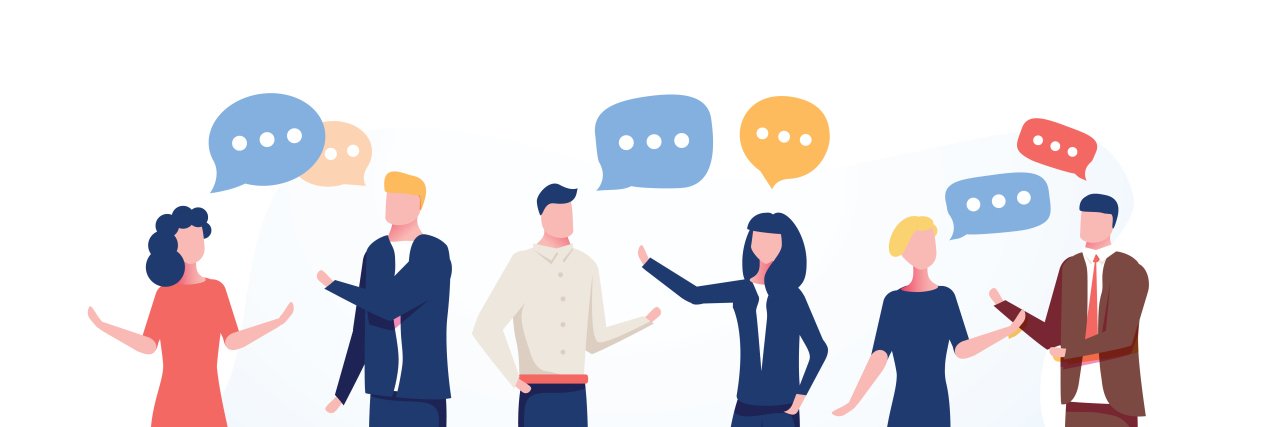 people talking and bubbles